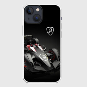 Чехол для iPhone 13 mini с принтом Lamborghini F1 ,  |  | bolid | car | f1 | lamborghini | motorsport | power | prestige | автомобиль | болид | италия | ламборгини | мощь | престиж