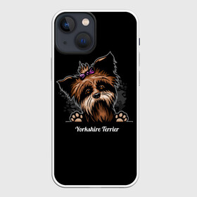 Чехол для iPhone 13 mini с принтом Собачка Йоркширский Терьер ,  |  | york | yorkshire terrier | год | друг человека | животное | зверь | йорк | йоркширский терьер | карманная собака | кость | мальтезе | мальтийская болонка | манчестер терьер | мини собачка | пёс | скайтерьер