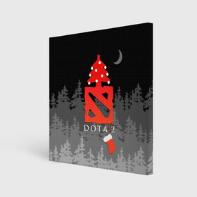 Холст квадратный с принтом Dota 2  С Новым годом , 100% ПВХ |  | christmas | dota 2 | fir forest | happy new year | logo | moon | multiplayer | night | pc game | tree with balls | ёлка с шариками | еловый лес | компьютерная игра | логотип | луна | многопользовательская | ночь | рождество | с новым годом