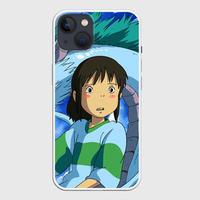 Чехол для iPhone 13 с принтом Spirited awаy ,  |  | anime | chihiro ogino | dragon | ghibli | girl | haku | sen | spirit of the kohaku river | spirited away | аниме | девочка | дзибли | дракон | дух реки | сэн | тихиро | хаку