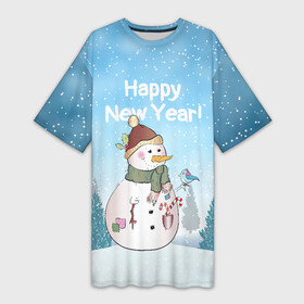 Платье-футболка 3D с принтом Снеговик во дворе ,  |  | 2022 | год тигра | новый год | новый год 2022 | символ года | тигр | тигренок | тигрица | тигры