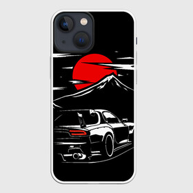 Чехол для iPhone 13 mini с принтом MAZDA RX 7 | Мазда  при свете красной луны ,  |  | car | drift | initinial d | mazda | mazda z | rx 7 | rx7 | дрифт | мазда | машина
