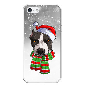 Чехол для iPhone 5/5S матовый с принтом Новогодний Питбуль   New Years Pit bull , Силикон | Область печати: задняя сторона чехла, без боковых панелей | christmas | dog | pit bull | santa | дед мороз | зима | новый год | питбуль | рождество | санта | снег | снежинка | собака | собачка | щенок
