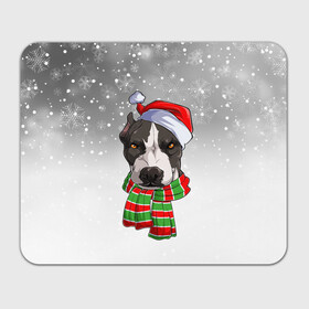 Прямоугольный коврик для мышки с принтом Новогодний Питбуль   New Years Pit bull , натуральный каучук | размер 230 х 185 мм; запечатка лицевой стороны | christmas | dog | pit bull | santa | дед мороз | зима | новый год | питбуль | рождество | санта | снег | снежинка | собака | собачка | щенок