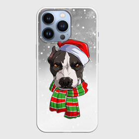 Чехол для iPhone 13 Pro с принтом Новогодний Питбуль   New Years Pit bull ,  |  | christmas | dog | pit bull | santa | дед мороз | зима | новый год | питбуль | рождество | санта | снег | снежинка | собака | собачка | щенок