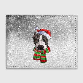 Обложка для студенческого билета с принтом Новогодний Питбуль   New Years Pit bull , натуральная кожа | Размер: 11*8 см; Печать на всей внешней стороне | christmas | dog | pit bull | santa | дед мороз | зима | новый год | питбуль | рождество | санта | снег | снежинка | собака | собачка | щенок
