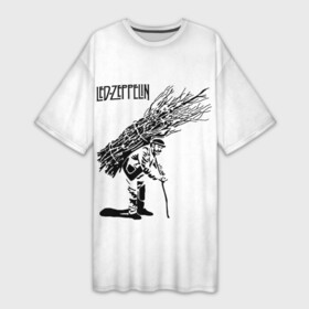 Платье-футболка 3D с принтом Led Zeppelin IV ,  |  | led | led zep | led zeppelin | ledzep | lz | zoso | белая | джимми пейдж | джон генри бонэм | джон пол джонс | зосо | лед зепелен | лед зеппелин | ледзепелен | ледзеппелин | роберт плант | рок группа | четвертый альбом
