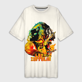 Платье-футболка 3D с принтом Группа Led Zeppelin арт ,  |  | led | led zep | led zeppelin | ledzep | lz | zoso | джимми пейдж | джон генри бонэм | джон пол джонс | зосо | лед зепелен | лед зеппелин | ледзепелен | ледзеппелин | роберт плант | рок группа