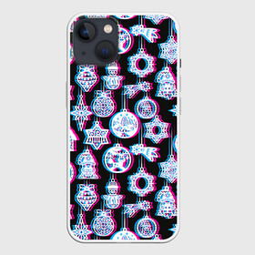 Чехол для iPhone 13 с принтом Новогодний глюк ,  |  | glitch | new year | pattern | глитч | год | игрушки | новый