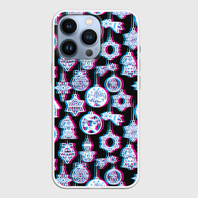 Чехол для iPhone 13 Pro с принтом Новогодний глюк ,  |  | glitch | new year | pattern | глитч | год | игрушки | новый