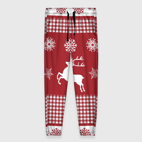 Женские брюки 3D с принтом Узор с оленями , полиэстер 100% | прямой крой, два кармана без застежек по бокам, с мягкой трикотажной резинкой на поясе и по низу штанин. В поясе для дополнительного комфорта — широкие завязки | background | christmas | deer | holiday | new year | pattern | snowflakes | новый год | олени | праздник | рождество | снежинки | узор | фон