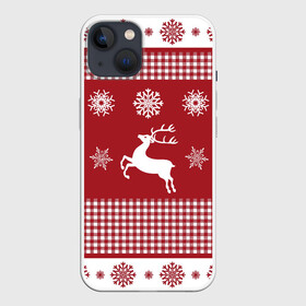 Чехол для iPhone 13 с принтом Узор с оленями ,  |  | background | christmas | deer | holiday | new year | pattern | snowflakes | новый год | олени | праздник | рождество | снежинки | узор | фон