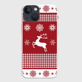 Чехол для iPhone 13 mini с принтом Узор с оленями ,  |  | background | christmas | deer | holiday | new year | pattern | snowflakes | новый год | олени | праздник | рождество | снежинки | узор | фон
