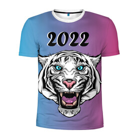 Мужская футболка 3D спортивная с принтом Оскал тигра , 100% полиэстер с улучшенными характеристиками | приталенный силуэт, круглая горловина, широкие плечи, сужается к линии бедра | кошка | новый год | оскал | праздник | тигр