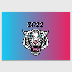 Поздравительная открытка с принтом Оскал тигра , 100% бумага | плотность бумаги 280 г/м2, матовая, на обратной стороне линовка и место для марки
 | кошка | новый год | оскал | праздник | тигр