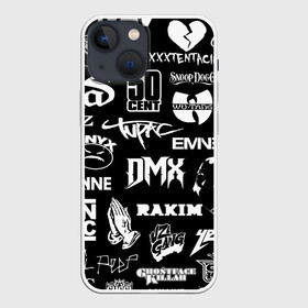 Чехол для iPhone 13 mini с принтом RAP  HIP HOP LOGOS ,  |  | Тематика изображения на принте: 2pac | 50 cent | cardi b | dmx | dr dre | drake | eminem | ghostface killah | ghostmane | hip hop | jay z | kizaru | lil peep | migos | nas | notorious big | onyx | outkast | queen latifah | rakim | rap | rappers | run dmc | snoop dogg | tay k | tripple r