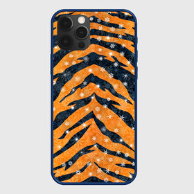 Чехол для iPhone 12 Pro Max с принтом Новогодняя шкура тигра , Силикон |  | 2022 | новый год | оранжевый | полосатый | полоски | полосы | снег | снежинки | тгриный | тигр
