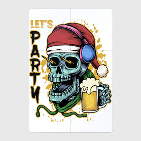 Магнитный плакат 2Х3 с принтом Skull Santa , Полимерный материал с магнитным слоем | 6 деталей размером 9*9 см | art | beer | christmas | headphones | new year | santa | skull | арт | наушники | новый год | рождество | санта | череп
