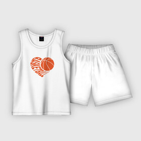 Детская пижама с шортами хлопок с принтом Баскетбольное сердце ,  |  | ball | basketball | heart | sport | баскетбол | баскетболисту | баскетбольный мяч | валентинка | мяч | сердце | спорт
