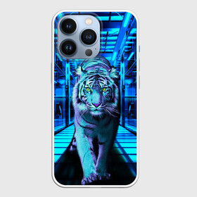 Чехол для iPhone 13 Pro с принтом Крадущийся тигр ,  |  | Тематика изображения на принте: животные | символ года | синий тигр | тигр | хищник