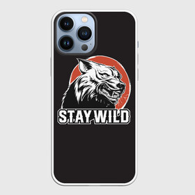 Чехол для iPhone 13 Pro Max с принтом STAY WILD (Волк) ,  |  | gray wolf | predator | the beast | volkolak | wolf | wolfhound | волк | волкодав | волколак | волчара | вурдалак | дикий зверь | зверь | злой волк | зов волка | морской волк | оборотень | оскал | рисунок волка | санитар леса