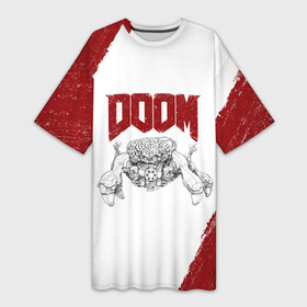 Платье-футболка 3D с принтом Владычица пауков  Doom ,  |  | doom | doom eternal | doom slayer | monster | владычица пауков | дум | кибер монстер | кибермонстер | монстер
