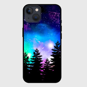 Чехол для iPhone 13 с принтом Космический лес, елки и звезды ,  |  | forest | galaxy | neon | neon space | night | space | stars | sunset | trees | вселенная | галактика | деревья | ёлка | елки | закат | звезды | звезды космос | космические краски | космос | красочный | лес | неон | неоновый космос