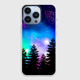 Чехол для iPhone 13 Pro с принтом Космический лес, елки и звезды ,  |  | forest | galaxy | neon | neon space | night | space | stars | sunset | trees | вселенная | галактика | деревья | ёлка | елки | закат | звезды | звезды космос | космические краски | космос | красочный | лес | неон | неоновый космос