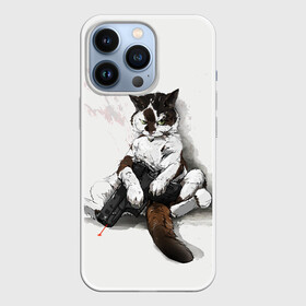 Чехол для iPhone 13 Pro с принтом Котик с пистолетом на стене  мем ,  |  | cat | cats | mem | киса | кот | котенок | котик | котяра | котята | кошечка | кошка | мем | мемы | пистолет