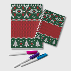 Блокнот с принтом Knitted Christmas Pattern , 100% бумага | 48 листов, плотность листов — 60 г/м2, плотность картонной обложки — 250 г/м2. Листы скреплены удобной пружинной спиралью. Цвет линий — светло-серый
 | background | christmas | holiday | knitted | knitted pattern | pattern | trees | winter | вязаный | вязаный узор | елки | зима | праздник | рождество | узор | фон