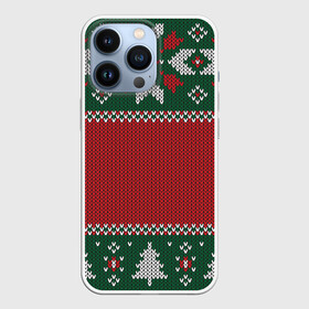 Чехол для iPhone 13 Pro с принтом Knitted Christmas Pattern ,  |  | Тематика изображения на принте: background | christmas | holiday | knitted | knitted pattern | pattern | trees | winter | вязаный | вязаный узор | елки | зима | праздник | рождество | узор | фон