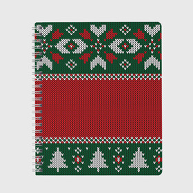 Тетрадь с принтом Knitted Christmas Pattern , 100% бумага | 48 листов, плотность листов — 60 г/м2, плотность картонной обложки — 250 г/м2. Листы скреплены сбоку удобной пружинной спиралью. Уголки страниц и обложки скругленные. Цвет линий — светло-серый
 | background | christmas | holiday | knitted | knitted pattern | pattern | trees | winter | вязаный | вязаный узор | елки | зима | праздник | рождество | узор | фон