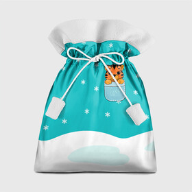 Подарочный 3D мешок с принтом Маленький тигренок в кармане , 100% полиэстер | Размер: 29*39 см | Тематика изображения на принте: 2022 | год тигра | новый год | новый год 2022 | символ года | тигр | тигренок | тигрица | тигры