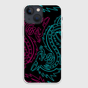 Чехол для iPhone 13 mini с принтом НЕОНОВЫЕ ДРАКОНЫ   NEON DRAGON ,  |  | china | dragon | japan | neon | texture | драконы | китай | мифология | неон | неоновые драконы | текстура | япония