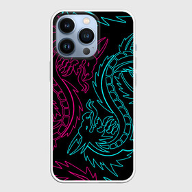 Чехол для iPhone 13 Pro с принтом НЕОНОВЫЕ ДРАКОНЫ   NEON DRAGON ,  |  | china | dragon | japan | neon | texture | драконы | китай | мифология | неон | неоновые драконы | текстура | япония