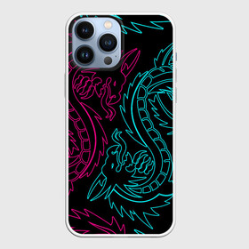 Чехол для iPhone 13 Pro Max с принтом НЕОНОВЫЕ ДРАКОНЫ   NEON DRAGON ,  |  | china | dragon | japan | neon | texture | драконы | китай | мифология | неон | неоновые драконы | текстура | япония