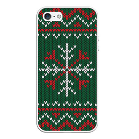 Чехол для iPhone 5/5S матовый с принтом Knitted Snowflake Pattern , Силикон | Область печати: задняя сторона чехла, без боковых панелей | background | christmas | holiday | knitted pattern | pattern | snowflakes | trees | winter | вязаный узор | елки | зима | праздник | рождество | снежинки | узор | фон