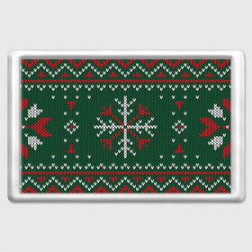 Магнит 45*70 с принтом Knitted Snowflake Pattern , Пластик | Размер: 78*52 мм; Размер печати: 70*45 | background | christmas | holiday | knitted pattern | pattern | snowflakes | trees | winter | вязаный узор | елки | зима | праздник | рождество | снежинки | узор | фон