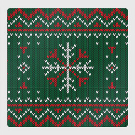 Магнитный плакат 3Х3 с принтом Knitted Snowflake Pattern , Полимерный материал с магнитным слоем | 9 деталей размером 9*9 см | background | christmas | holiday | knitted pattern | pattern | snowflakes | trees | winter | вязаный узор | елки | зима | праздник | рождество | снежинки | узор | фон