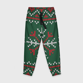 Детские брюки 3D с принтом Knitted Snowflake Pattern , 100% полиэстер | манжеты по низу, эластичный пояс регулируется шнурком, по бокам два кармана без застежек, внутренняя часть кармана из мелкой сетки | background | christmas | holiday | knitted pattern | pattern | snowflakes | trees | winter | вязаный узор | елки | зима | праздник | рождество | снежинки | узор | фон
