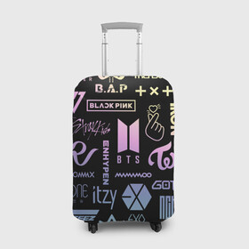 Чехол для чемодана 3D с принтом K-pop лого исполнителей , 86% полиэфир, 14% спандекс | двустороннее нанесение принта, прорези для ручек и колес | aespa | astro | bap | bigbang | blackpink | bts | enhypen | exo | got7 | ikon | itzy | korean pop | kpop | mamamoo | megamax | monsta x | nct | red velvet | seventeen | shinee | stray kids | superm | twice | txt | атееz | группы | кпоп | музыка