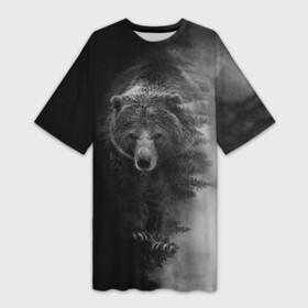 Платье-футболка 3D с принтом EVIL BEAR ,  |  | животное | зверь | злой медведь | злой хищник | лес | оскал медведя | охота | охотник | подарок мужчине | природа | тайга