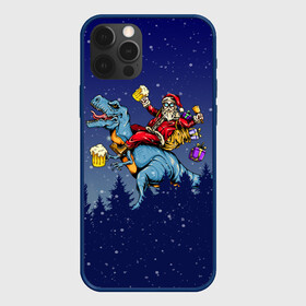 Чехол для iPhone 12 Pro Max с принтом Санта Клаус на Пивозавре , Силикон |  | christmas | santa | дед мороз | динозавр | елка | зима | новый год | подарок | рождество | санта | снег | снежинка