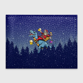 Обложка для студенческого билета с принтом Санта Клаус на Пивозавре , натуральная кожа | Размер: 11*8 см; Печать на всей внешней стороне | christmas | santa | дед мороз | динозавр | елка | зима | новый год | подарок | рождество | санта | снег | снежинка