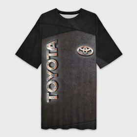 Платье-футболка 3D с принтом TOYOTA ЖЕЛЕЗО ,  |  | toyota | авто | автомобиль | железо | логотип | машина | надпись | текстура | тоета | тойота
