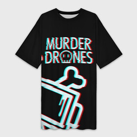Платье-футболка 3D с принтом Murder Drones ( Дроны убийцы) ,  |  | murder drones | serial designation n | uzi | дроны | мультфильм | роботы | серийный номер н | узи