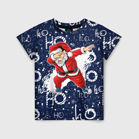 Детская футболка 3D с принтом Санта Клаус Даб , 100% гипоаллергенный полиэфир | прямой крой, круглый вырез горловины, длина до линии бедер, чуть спущенное плечо, ткань немного тянется | christmas | dab | dabbing | santa | дед мороз | елка | зима | новый год | подарок | рождество | санта | снег | снегурочка | снежинка