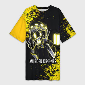 Платье-футболка 3D с принтом ДРОНЫ УБИЙЦЫ  MURDER DRONES N ,  |  | liam vickers | murder drones | murder drones n | murder drones pilot | мультфильм