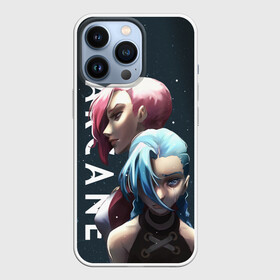 Чехол для iPhone 13 Pro с принтом Vi and Jinx ,  |  | Тематика изображения на принте: arcane | art | fan | game | hero | league | league of legends | legends | lol | moba | mobile legend | аркейн | герои | игра | моба | мультсериал | нетфликс