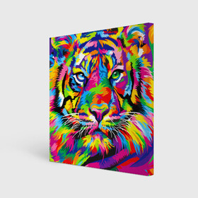 Холст квадратный с принтом Тигр в стиле поп арт , 100% ПВХ |  | Тематика изображения на принте: 2022 | art | beast | mosaic | multicolored head | new year | pop art | predator | rainbow | tiger | year of the tiger | год тигра | зверь | искусство | мозаика | новый год | радужный | разноцветная голова | тигр | хищник
